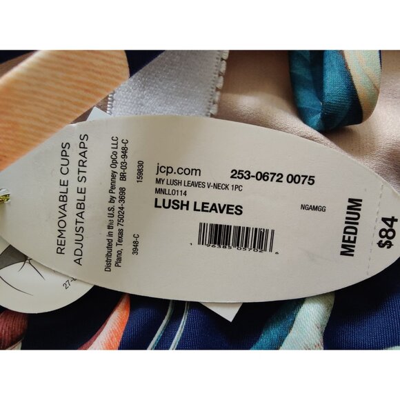 Mynah Navy Blue Floral V-Neck Side-Ties Medium Coverage One-Piece Swimsuit M NWT - Picture 5 of 8